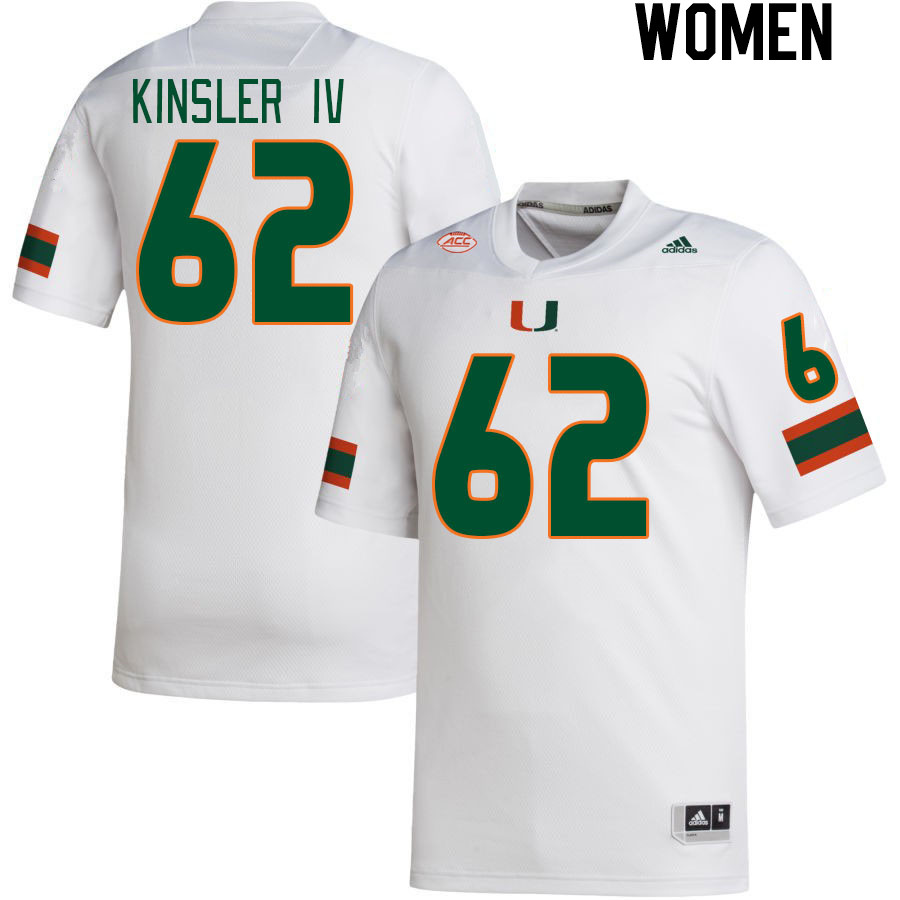 Women #62 Tommy Kinsler IV Miami Hurricanes College Football Jerseys Stitched Sale-White